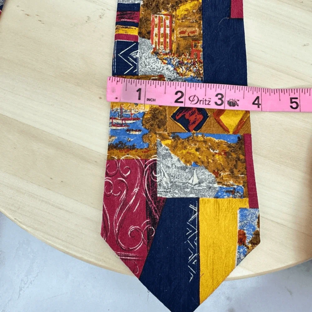 ERMENEGILDO ZEGNA  Men's Silk Necktie Luxury Abstract Multicolor